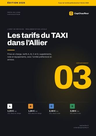 Livret « Les tarifs du TAXI dans l'Allier », département 03