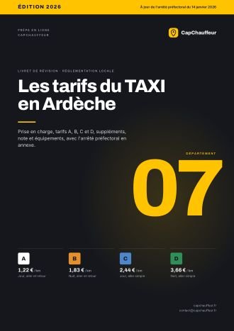 Livret « Les tarifs du TAXI en Ardèche », département 07