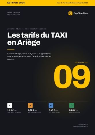 Livret « Les tarifs du TAXI en Ariège », département 09