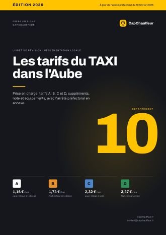 Livret « Les tarifs du TAXI dans l'Aube », département 10