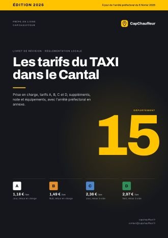 Livret « Les tarifs du TAXI dans le Cantal », département 15