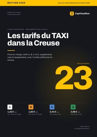 Livret « Les tarifs du TAXI dans la Creuse », département 23