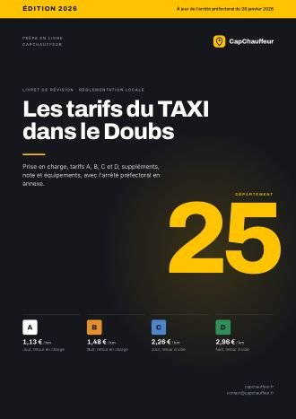 Livret « Les tarifs du TAXI dans le Doubs », département 25