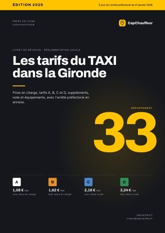 Livret « Les tarifs du TAXI dans la Gironde », département 33