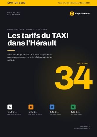 Livret « Les tarifs du TAXI dans l'Hérault », département 34