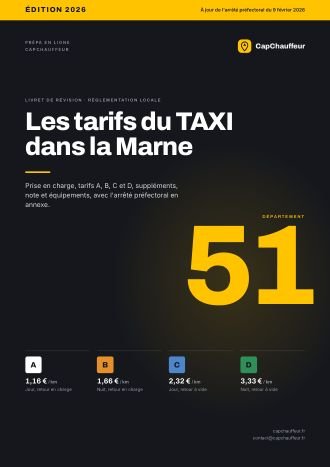 Livret « Les tarifs du TAXI dans la Marne », département 51