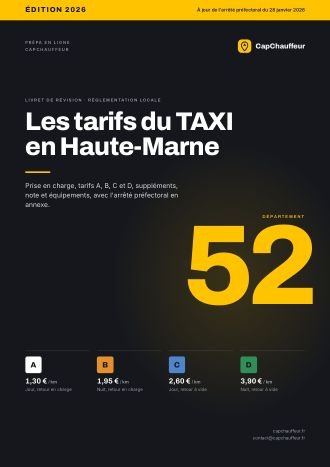 Livret « Les tarifs du TAXI en Haute-Marne », département 52
