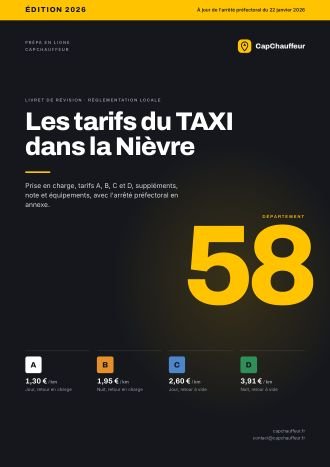 Livret « Les tarifs du TAXI dans la Nièvre », département 58