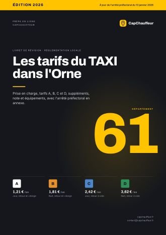 Livret « Les tarifs du TAXI dans l'Orne », département 61