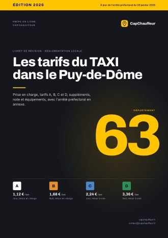Livret « Les tarifs du TAXI dans le Puy-de-Dôme », département 63