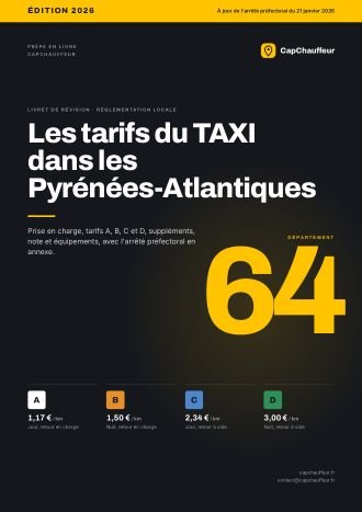 Livret « Les tarifs du TAXI dans les Pyrénées-Atlantiques », département 64