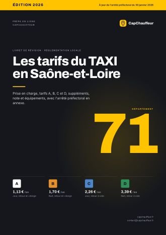 Livret « Les tarifs du TAXI en Saône-et-Loire », département 71