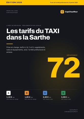 Livret « Les tarifs du TAXI dans la Sarthe », département 72
