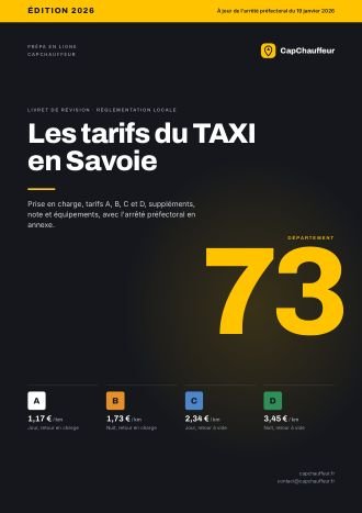 Livret « Les tarifs du TAXI en Savoie », département 73