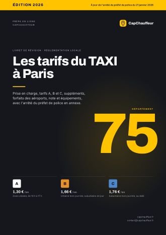 Livret « Les tarifs du TAXI à Paris », département 75