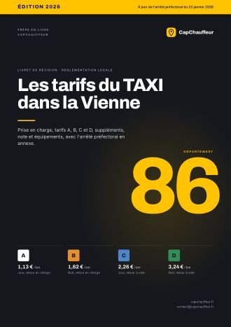 Livret « Les tarifs du TAXI dans la Vienne », département 86
