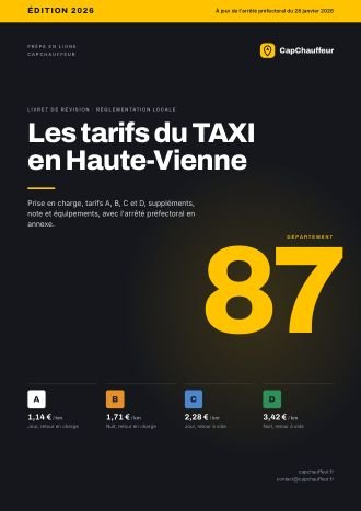 Livret « Les tarifs du TAXI en Haute-Vienne », département 87