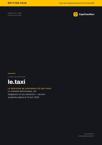 Livret de révision, Le registre le.taxi, pour l'examen TAXI (22 pages)